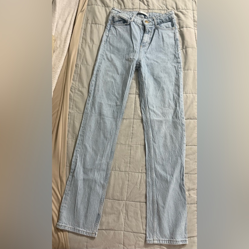 Zara Light Blue Straight Leg Jeans